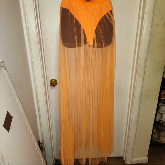 Orange Sheer Maxi Skirt - Picture 2 of 4